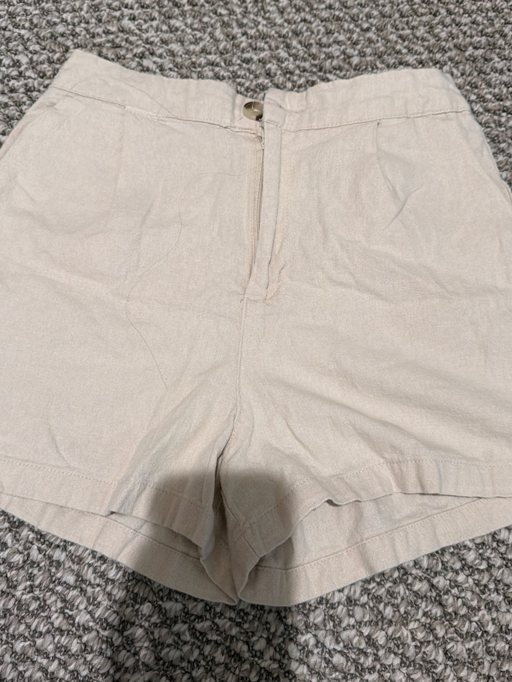 Fashion Nova High-Waist Cream Linen-Blend Shorts